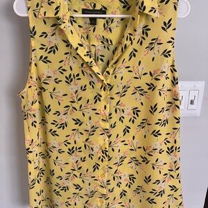 Banana Republic Sleeveless Yellow Floral Blouse